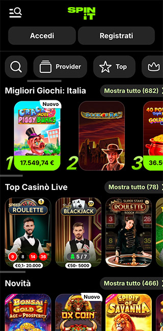 Spinit Applicazione Mobile