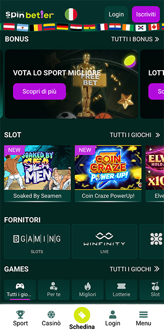 SpinBetter Applicazione Mobile